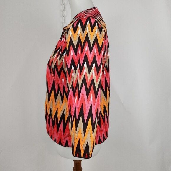 Trenz By Theresa Renz Chevron Print Open Front Corduroy Blazer Jacket Womens S - Picture 3 of 7